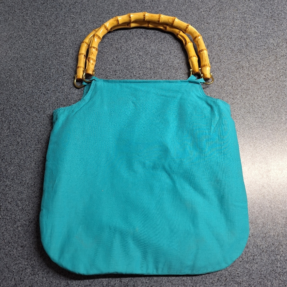 Handcrafted Patchwork Shoulder Bag/Tote With Bamb… - image 4